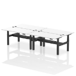 Dynamic Air Back-to-Back W1600 x D800mm Height Adjustable Sit Stand 4 Person Bench Desk With Cable Ports White Finish Black Frame - HA02418 DD