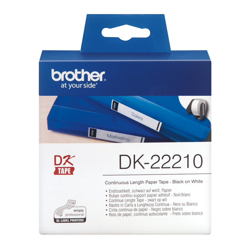 Brother Black on White Continuous Length Paper Tape 29mm DK22210