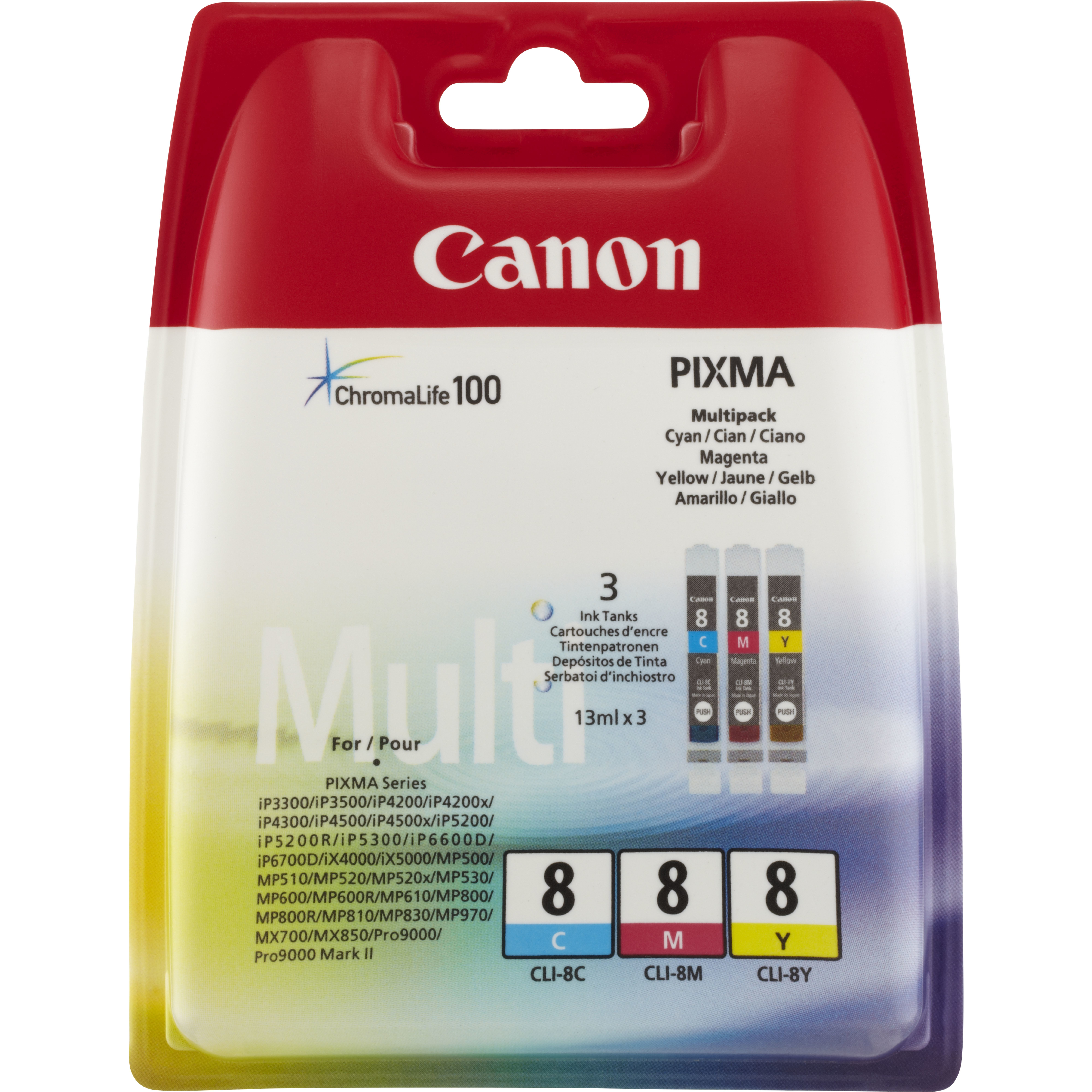 Image of Canon 0621B029/CLI-8 Ink cartridge multi pack C,M,Y 3x13ml Pack=3...