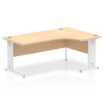 Dynamic Impulse Contract Right Hand Crescent Cable Managed Leg Desk W1800 x D1200 x H730mm Maple Finish/White Frame - I002625 DD