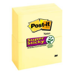 Post-It Super Sticky Notes, 3 in x 5 in, Canary Yellow, 12 Pads/Pack self-adhesive note paper