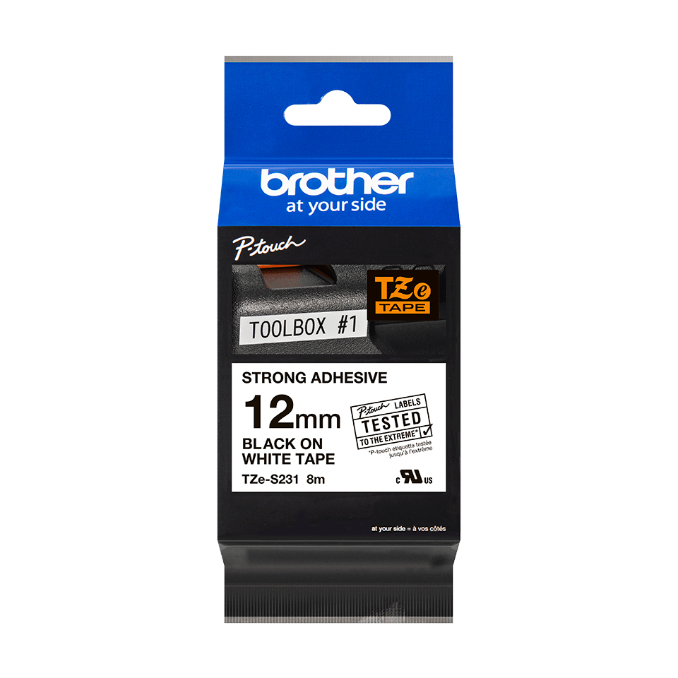 Brother TZE-S231 DirectLabel black on white extra strong Laminat 12mm 8m for Brother P-Touch TZ 3.5-18mm/6-12mm/6-18mm/6-24mm/6-36mm