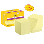 3M Post-it® Super Sticky Notes, Canary Yellow, 47.6 mm x 47.6 mm, Promo Pack, 90 Sheets/Pad, 8 + 4 FREE Pads/Pack, Cardboard Pack, 100% PEFC SGSCH-PEFC-C