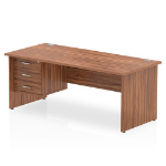 Dynamic Impulse W1800 x D800 x H730mm Straight Office Desk Panel End Leg With 1 x 3 Drawer Fixed Pedestal Walnut Finish - MI001976 DD