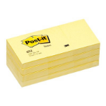 Post-It Notes, 1.5 in x 2 in, Canary Yellow, 12 Pads/Pack self-adhesive note paper
