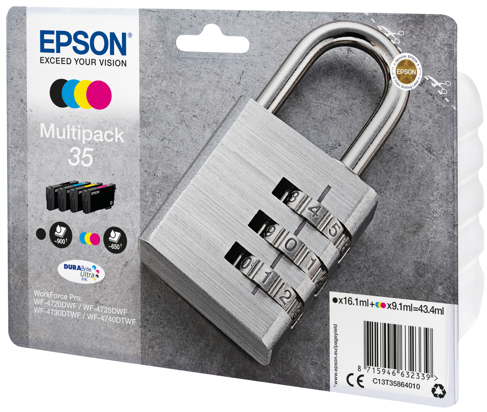 Epson C13T35864010/35 Ink cartridge multi pack Bk,C,M,Y 16,1ml + 3x9,1ml Pack=4 for Epson WF-4720