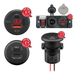 RAM Mounts Dual USB-C Panel Install Charger with bare wires, cable length 150 mm