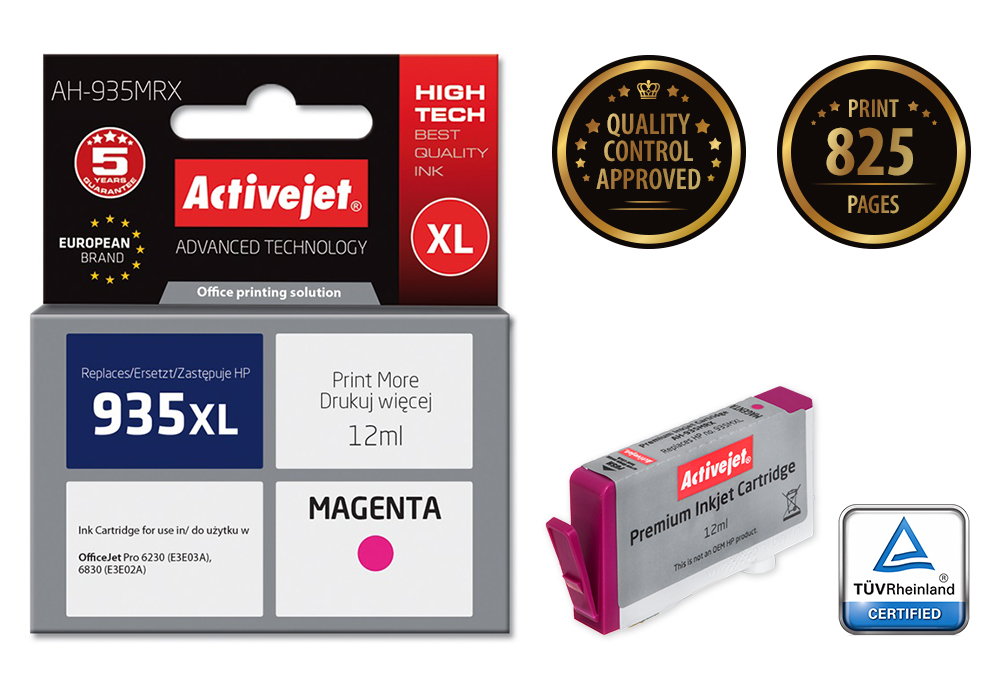 Activejet AH-935MRX ink (replacement for HP 935XL C2P25AE; Premium; 12 ml; magenta)
