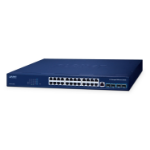 PLANET Layer 3 24-Port 10/100/1000T Managed L3 Gigabit Ethernet (10/100/1000) Power over Ethernet (PoE) Blauw