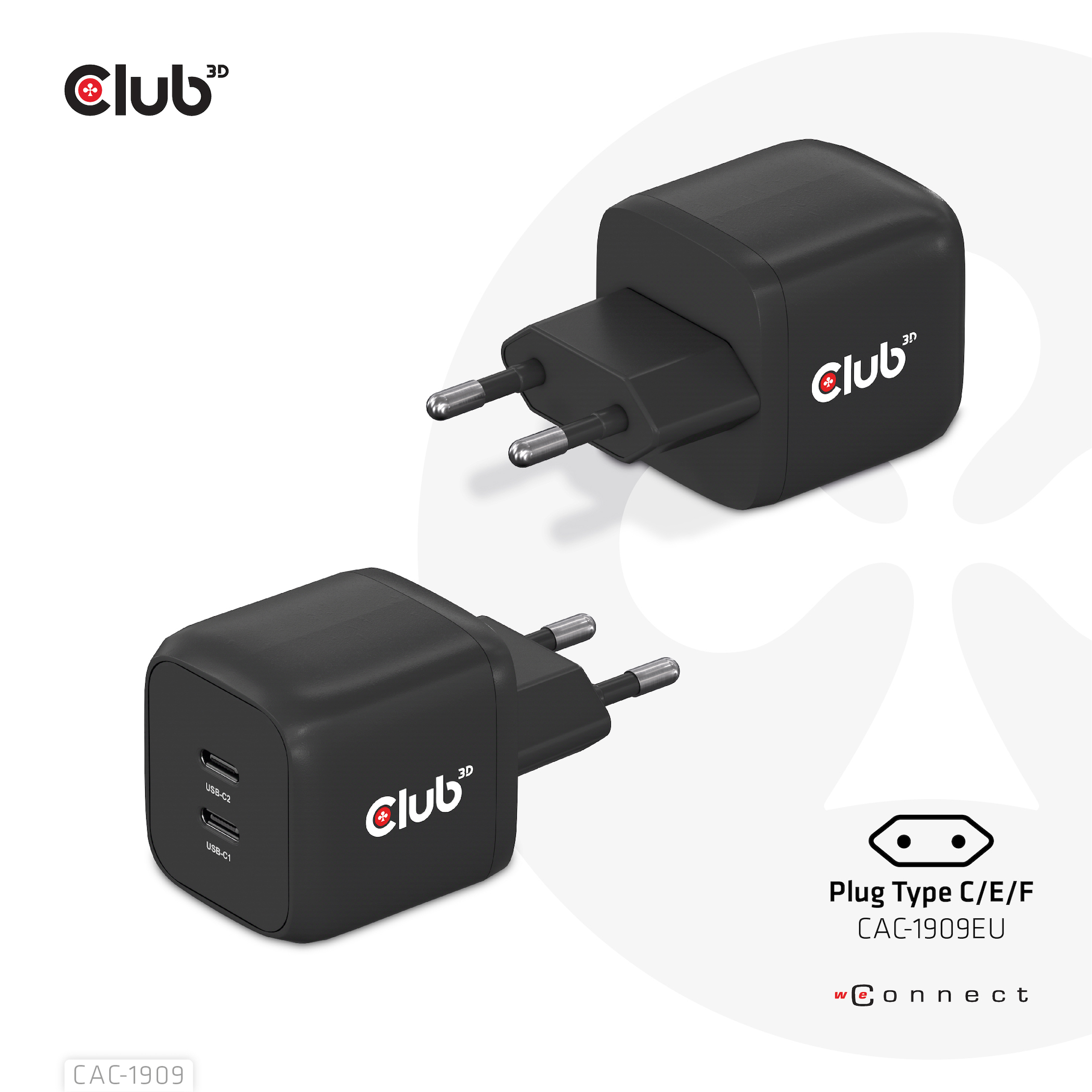 Image of CLUB3D Travel Charger PPS 45W GAN technology, Dual port USB...
