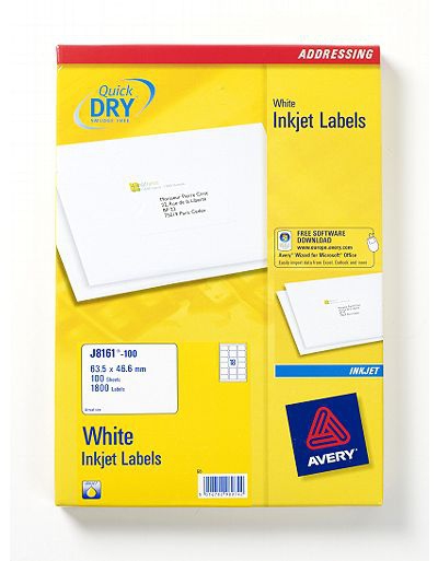 Image of Avery J8161-100 self-adhesive label White 1800 pc(s)