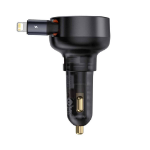 Baseus Car Charger 55W with builtin lightning cable - Black