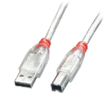 Lindy 1m USB 2.0 Cable - Type A to B, Transparent