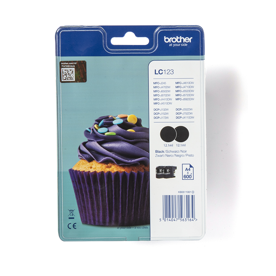 Image of Brother LC-123BKBP2DR Ink cartridge black twin pack Blister, 2x600...