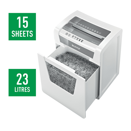 Leitz IQ Office Cross-Cut Paper Shredder Security P-4 White 80031000