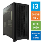 SPIRE PC GAMING Spire ATX Gaming Tower PC Corsair 4000D Case i3-12100F 8GB 3200MHz 500GB SSD GTX1650 GPU Wi-Fi6 Bequiet 450W Windows 11 Home