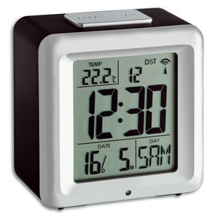 Image of TFA-Dostmann 60.2503 - Digital alarm clock - Black - Silver -...