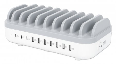 Image of Manhattan Charging Station, 10x Ports: 3x USB-C (up to 18W PD) and...