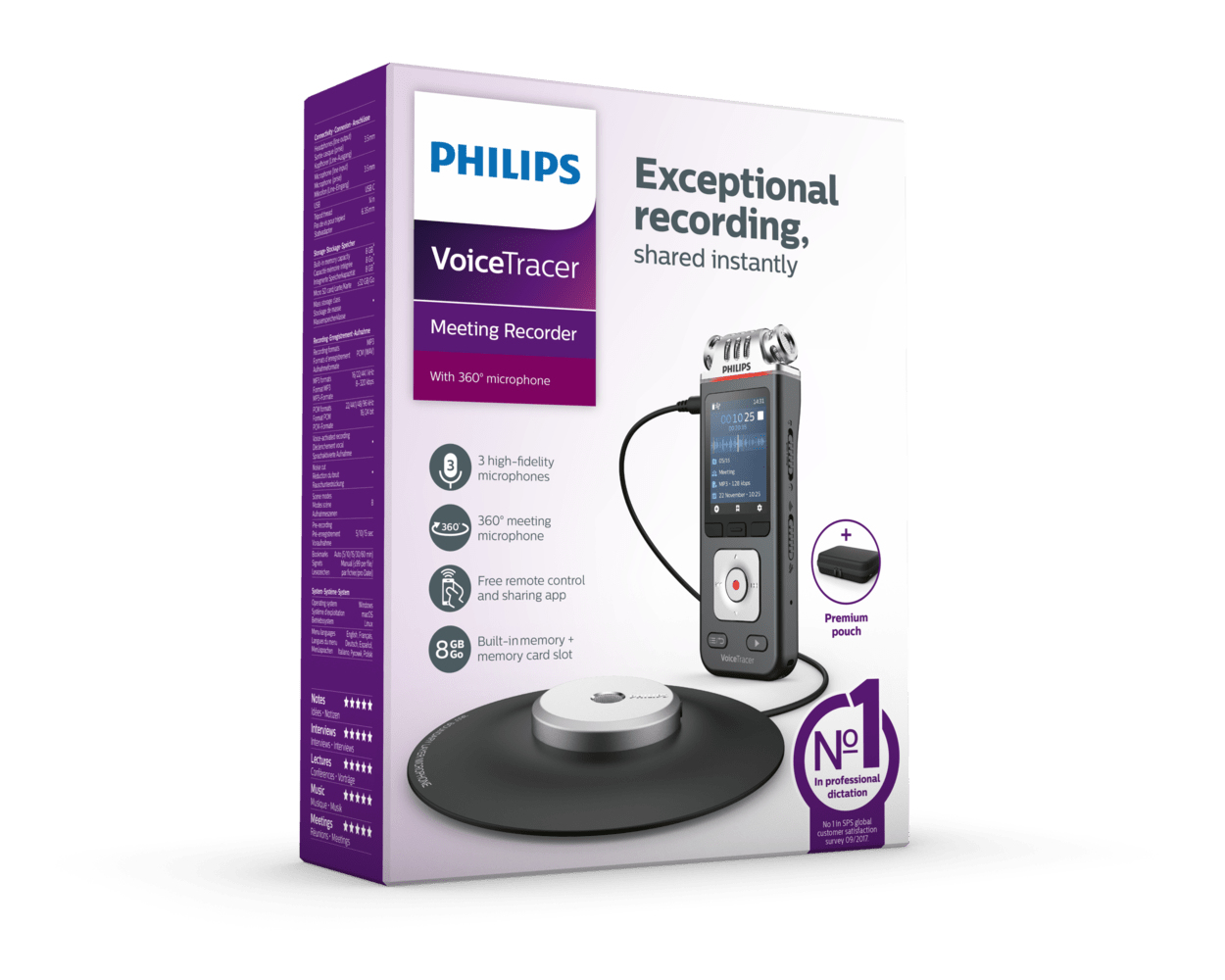 Philips Voice Tracer DVT8110/00 dictaphone Flash card Anthracite, Chrome