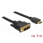 DeLOCK 85586 video cable adapter 5 m DVI-D HDMI Type A (Standard) Black