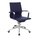 NAUTILUS Designs Aura Contemporary Medium Back Bonded Leather Executive Office Chair With Fixed Arms Blue - BCL/8003/BL DD