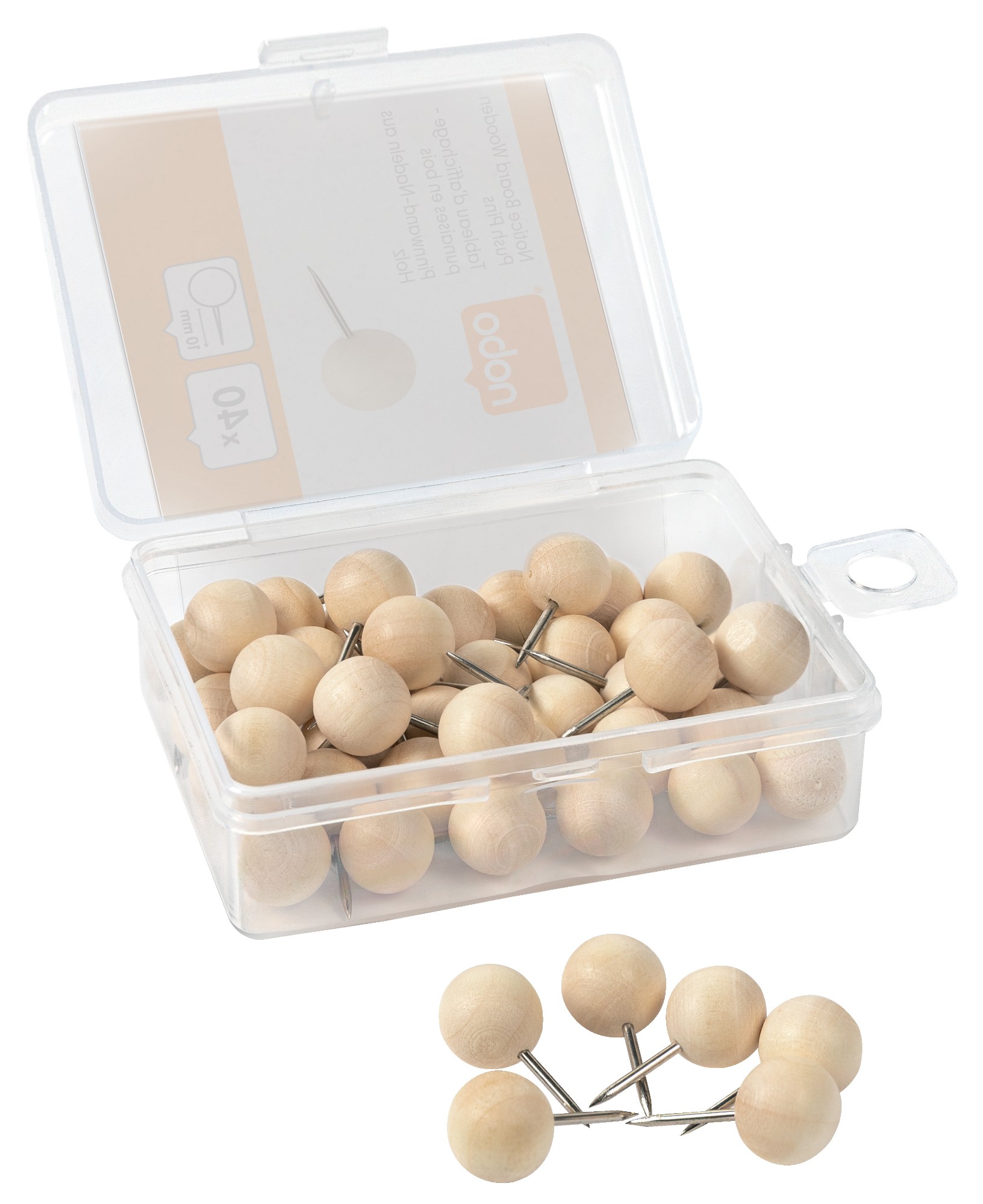 Notice Board Wooden Push Pins - 40pcs