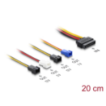 DeLOCK Power cable SATA 15 pin plug to 4 x 2 pin fan (12 V / 7 V / 5 V) 20 cm