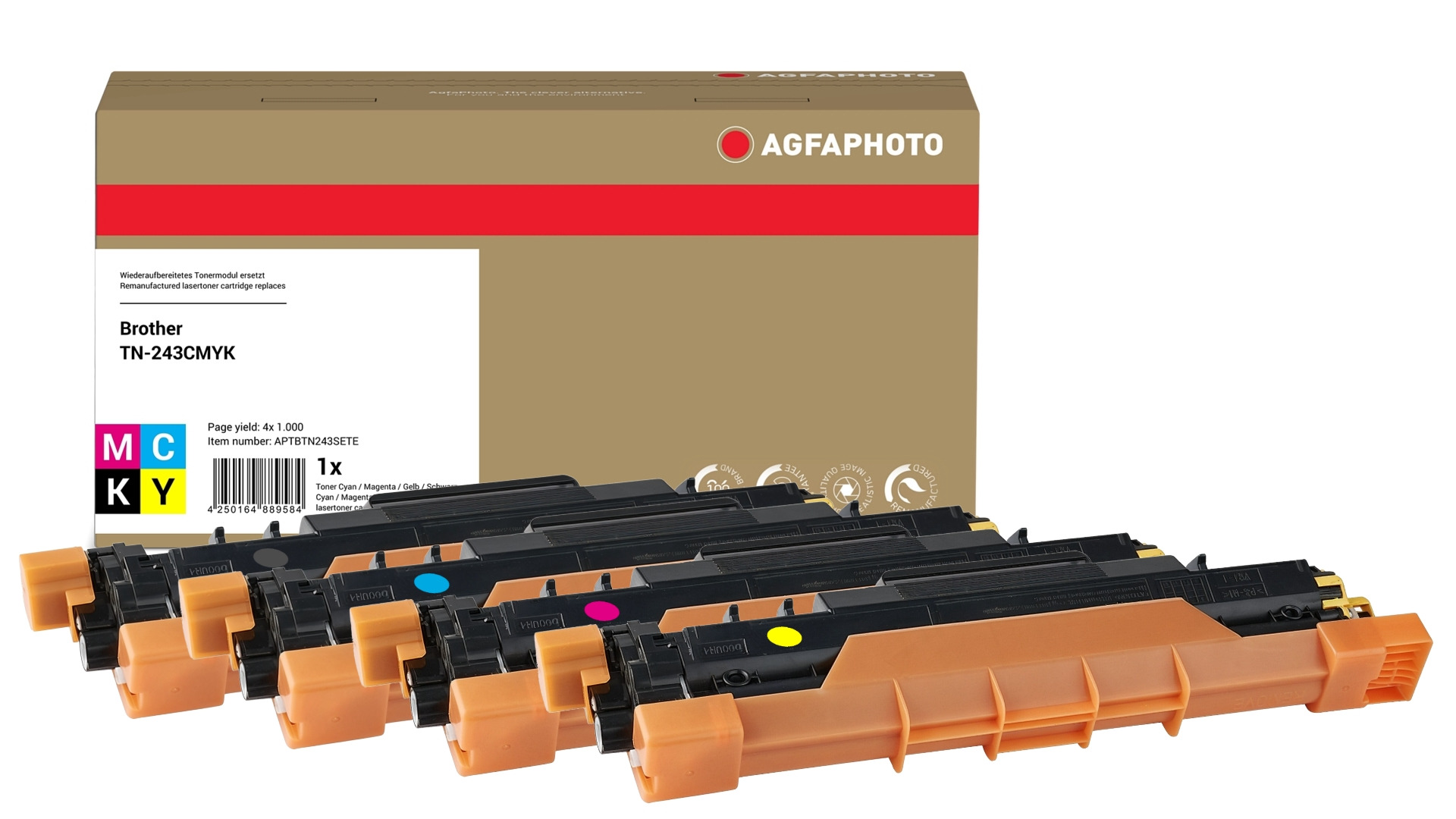 Image of AgfaPhoto Compatible Toner Cartridge Multipack. Black/Cyan/Magenta/Yel