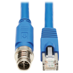 Tripp Lite NM12-6A2-03M-BL M12 X-Code Cat6a 10G F/UTP CMR-LP Shielded Ethernet Cable (M12 M/RJ45 M), IP68, PoE, Blue, 3 m (9.8 ft.)