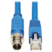 Tripp Lite NM12-6A2-02M-BL M12 X-Code Cat6a 10G F/UTP CMR-LP Shielded Ethernet Cable (M12 M/RJ45 M), IP68, PoE, Blue, 2 m (6.6 ft.)