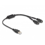 DeLOCK 61061 PS/2-kabel 0,43 m 2x 6-p Mini-DIN USB A Zwart