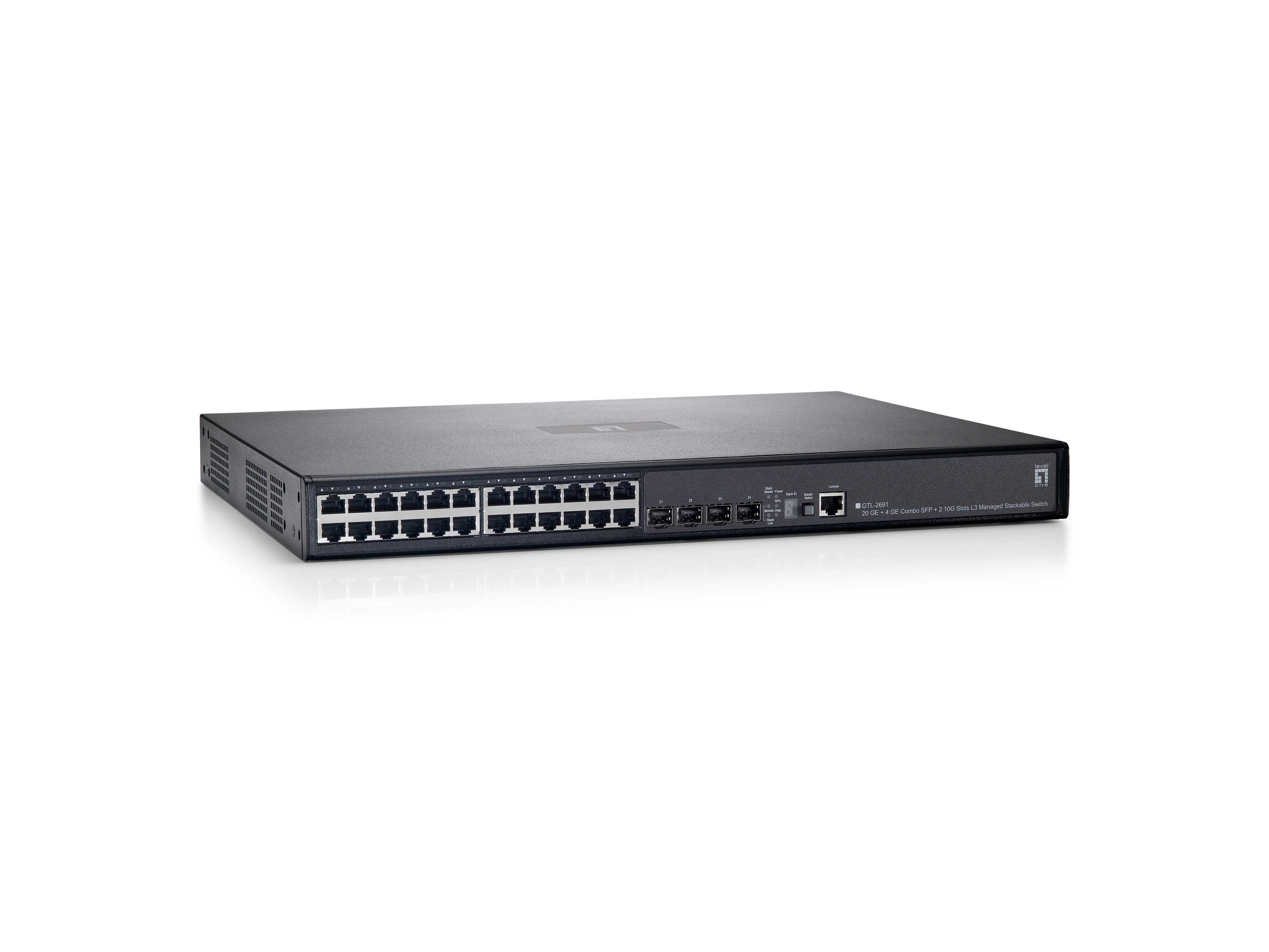 Image of LevelOne 26-Port Stackable L3 Managed Gigabit Ethernet Switch, 4...