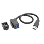 Tripp Lite USB 3.0 All-in-One Keystone/Panel Mount Extension Cable (M/F), Angled Connector, Black, 0.31 m
