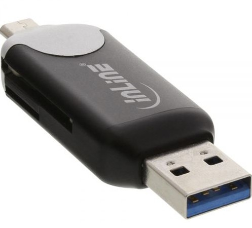 66779C INLINE INC USB3.0 Dual Cardreader - USB A und Micro-USB 2.0 fr SDXC und microSDXC