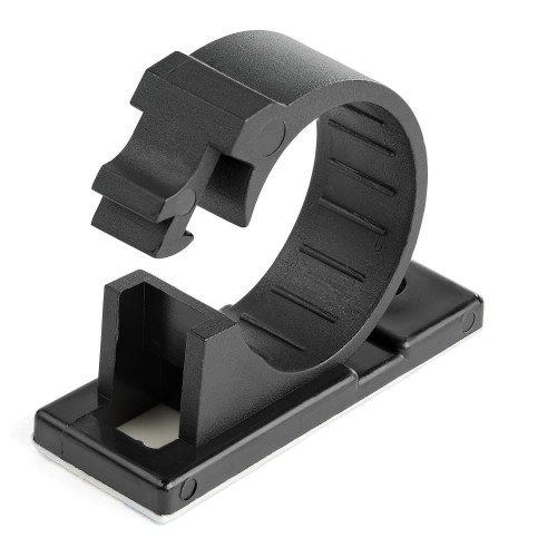 StarTech.com 100 Adhesive Cable Management Clips Black - Network/Ethernet/Office Desk/Computer Cord Organizer - Sticky Cable/Wire Holders - Nylon Self Adhesive Clamp UL/94V-2 Fire Rated