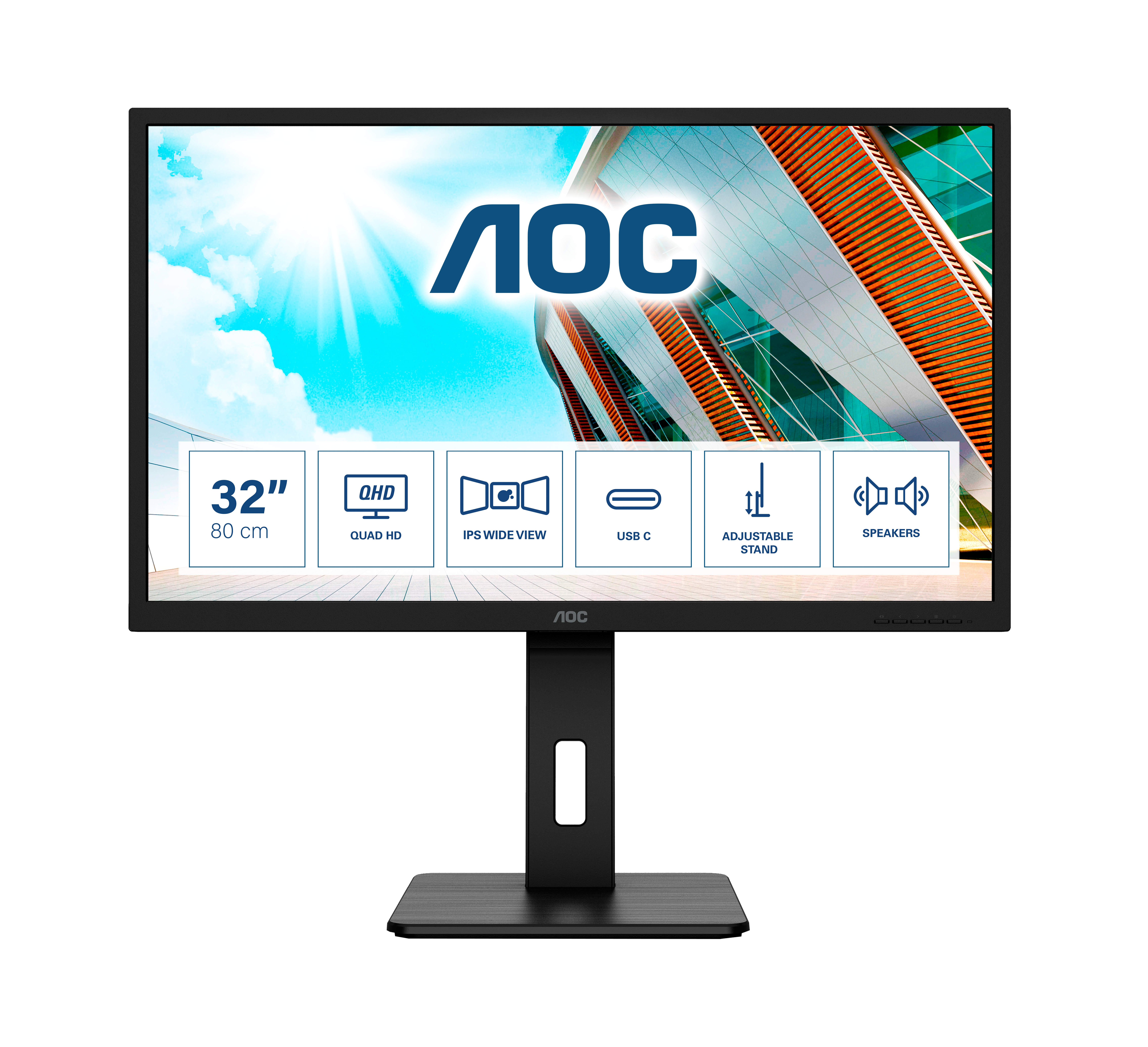 Image of AOC Q32P2CA computer monitor 80 cm (31.5") 2560 x 1440 pixels 2K...