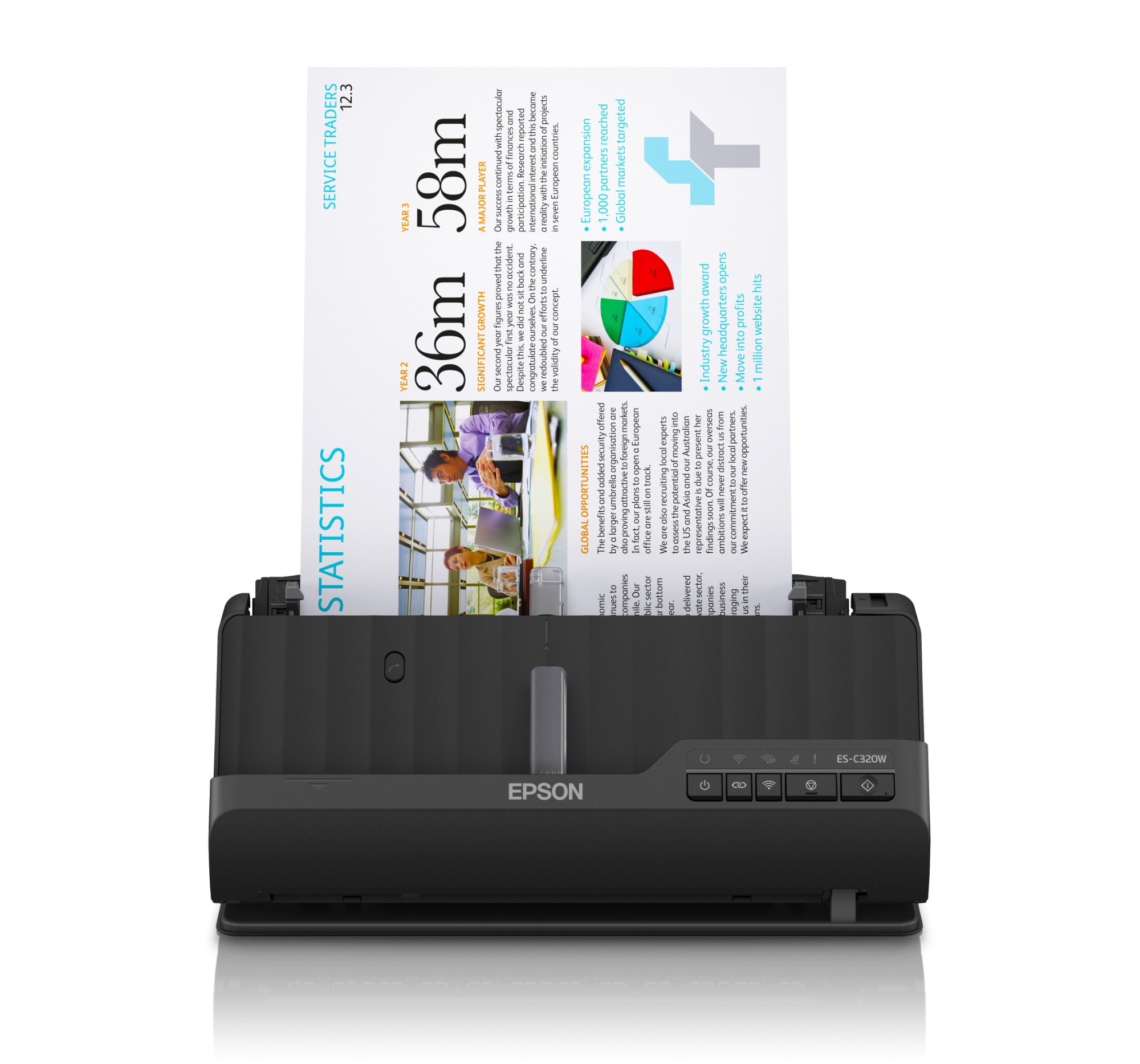 Epson Black Es-C320w Adf + Sheet-Fed Scanner 600 X 600 Dpi A4