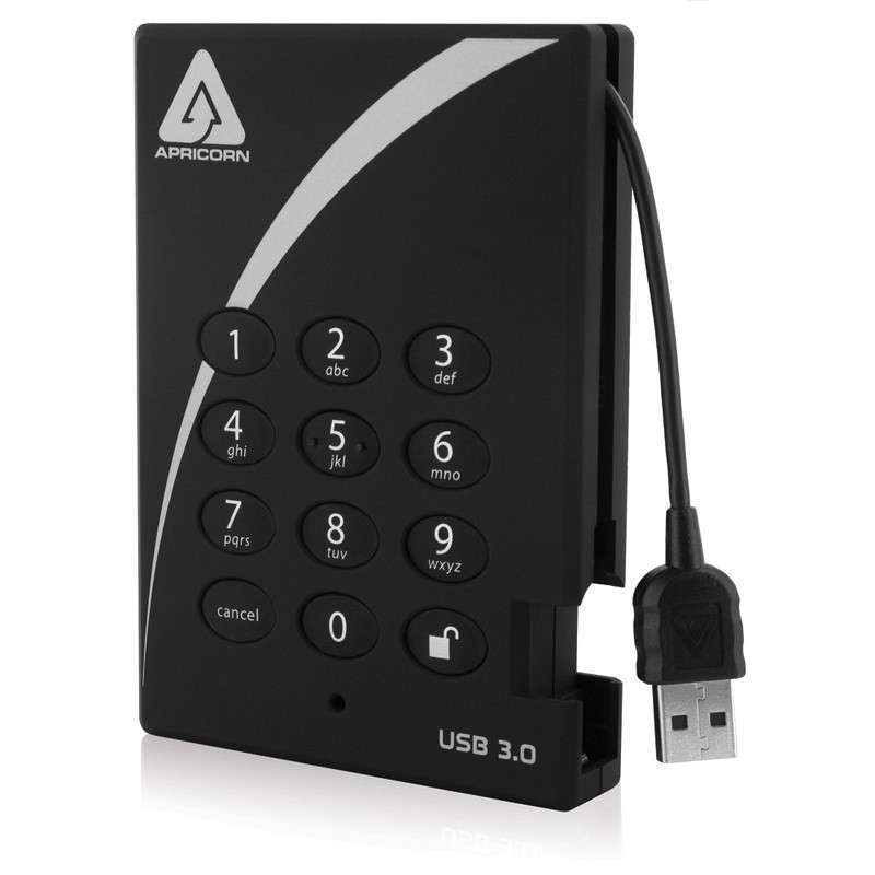 Image of Apricorn Aegis Padlock USB 3.0 500GB external hard drive Black