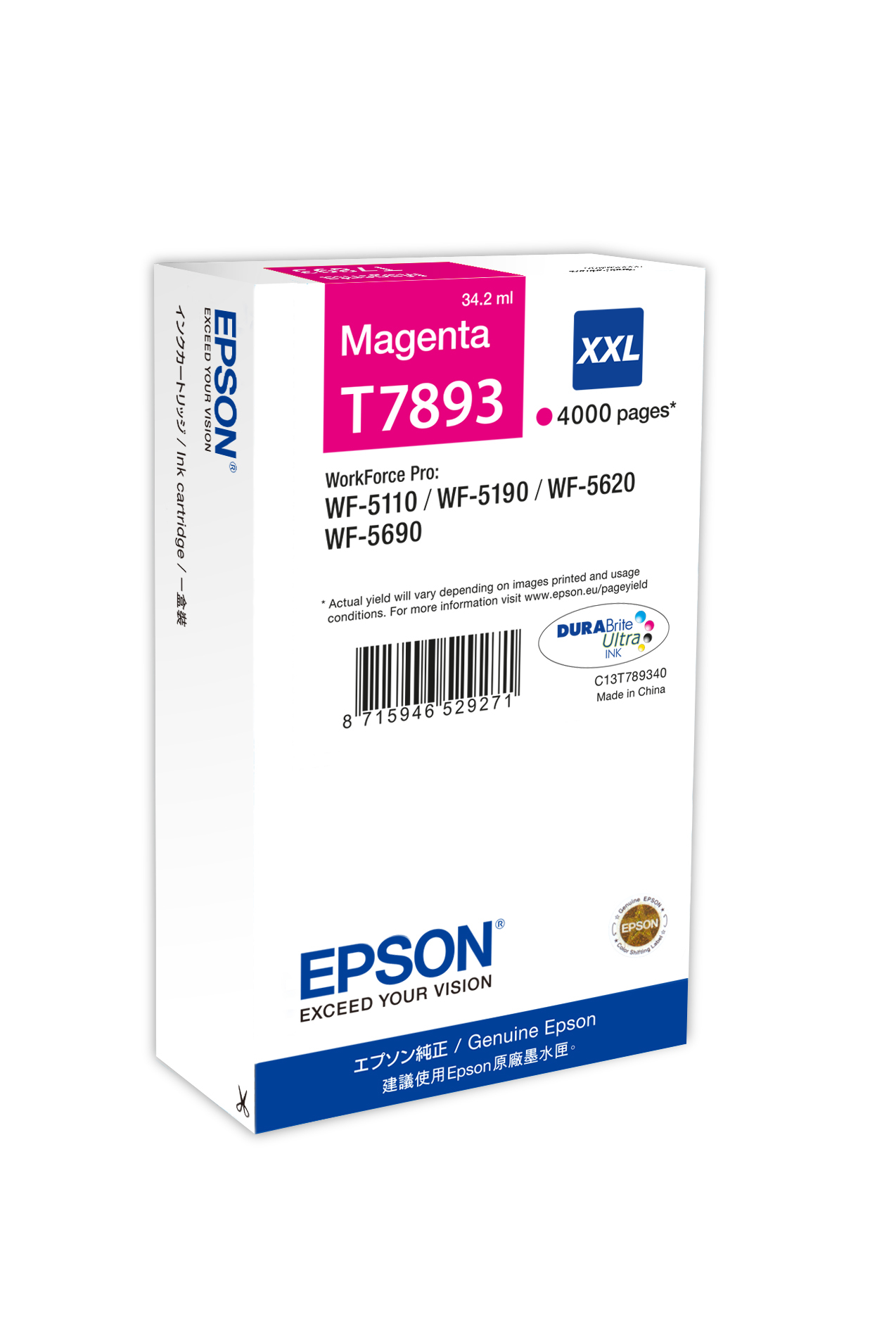 Epson C13T789340 (T7893 XXL) Ink cartridge magenta, 4K pages, 34ml