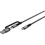 Goobay 2in1 USB Textile Cable, Space Grey/Silver, 2 m