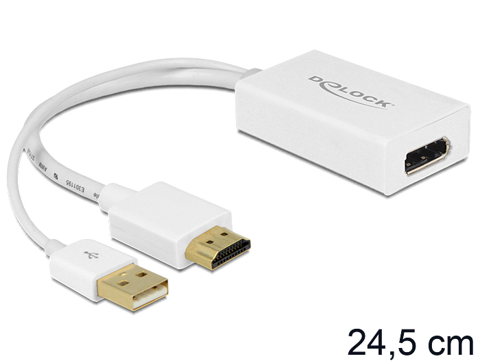 Image of DeLOCK 62496 video cable adapter 0.245 m DisplayPort HDMI + USB White