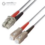 connektgear 10m Duplex Fibre Optic Multi-Mode Cable OM1 62.5/125 Micron LC to SC Grey - RUGGEDISED