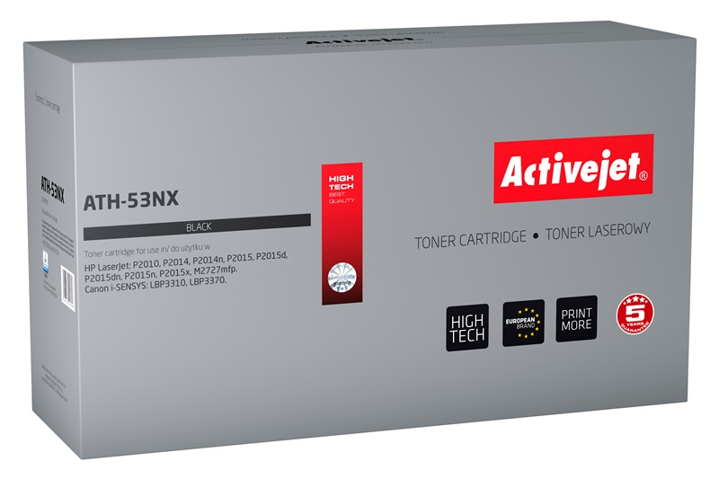 Activejet ATH-53NX toner (replacement for HP 53X Q7553X, Canon CRG-715H; Supreme; 7900 pages; black)