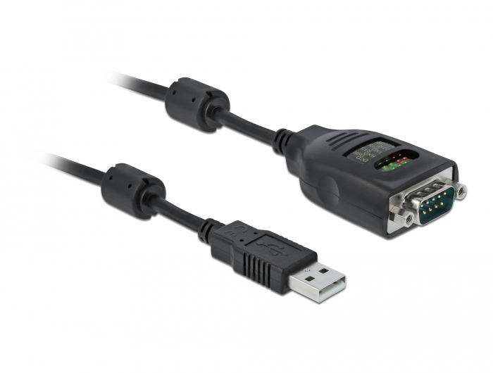 90497 DELOCK USB Type-A to Serial DB9 Adapter with 9 LED RS-232 Tester