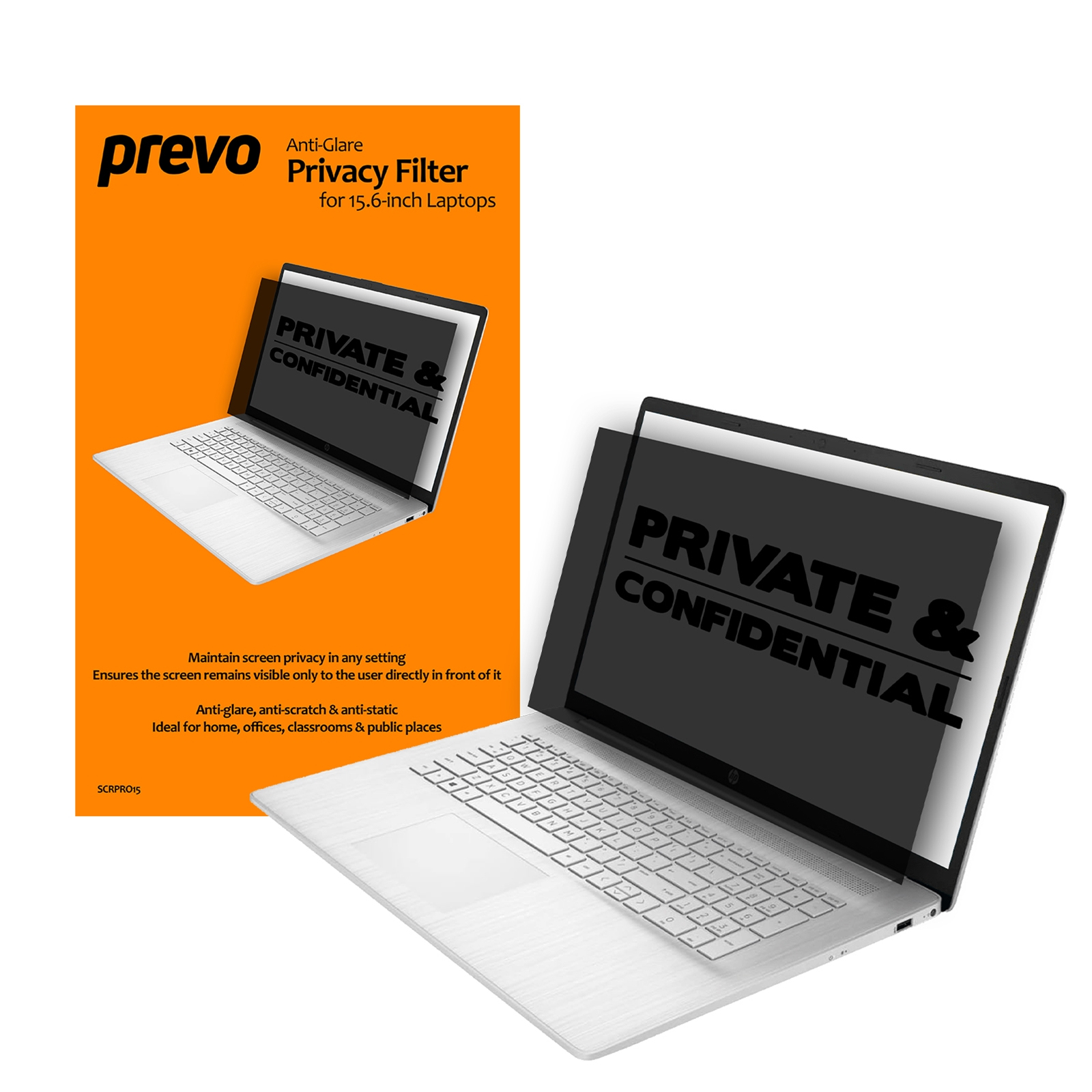 Prevo Light/Black 15.6 Inch Anti-Glare Laptop Privacy Screen Filter. Anti-Peep. An