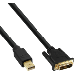 InLine Mini DisplayPort male to DVI-D 24+1 male cable, black/gold, 3m