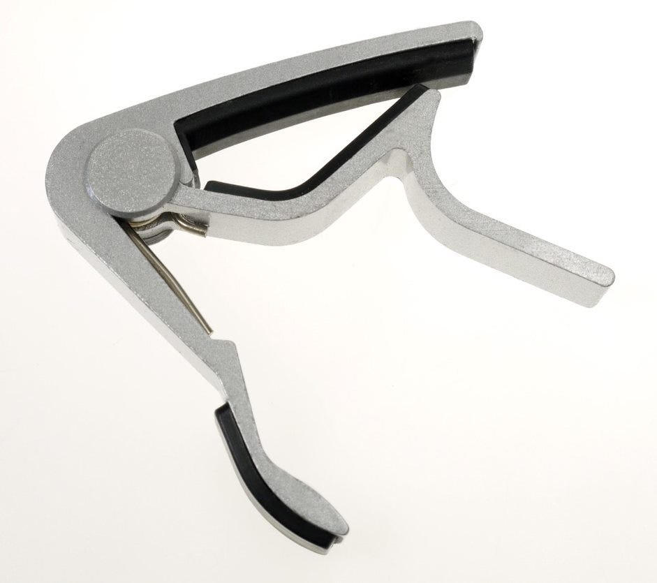 Image of PDT RJ Spring-Loaded Guitar Capo- Chrome