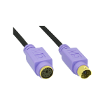 InLine PS/2 cable, , M/F, black/purple, golden contacts, 2m