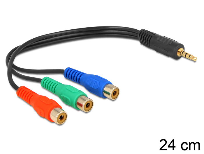 Image of DeLOCK 62499 audio cable 0.24 m 3.5mm 3 x RCA Black