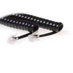 ACT Zwarte 1,5 meter telefoon krulsnoer met RJ10 connectoren